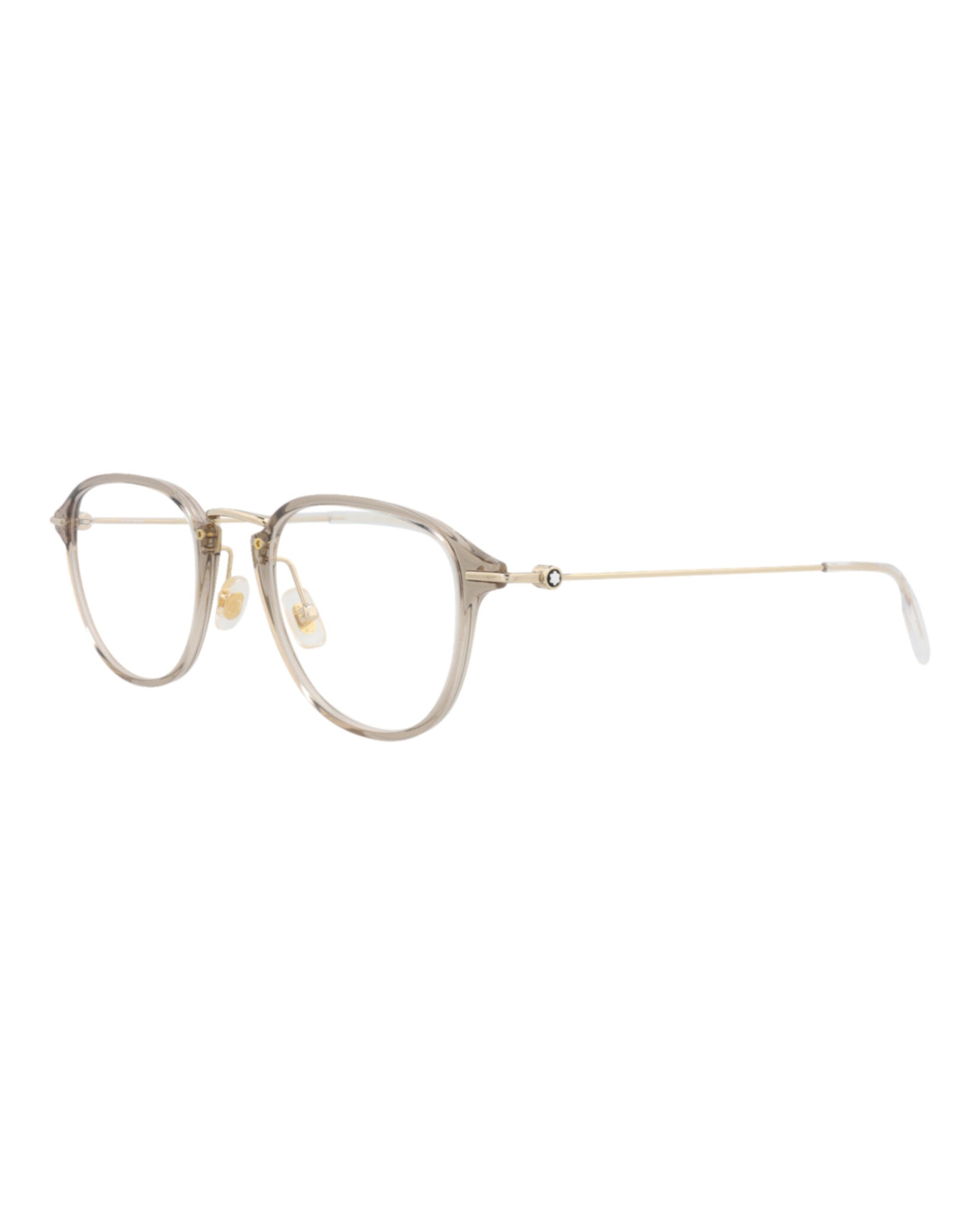 Montblanc Montblanc Mens Round/Oval Beige Gold Transparent Fashion Designer Eyewear