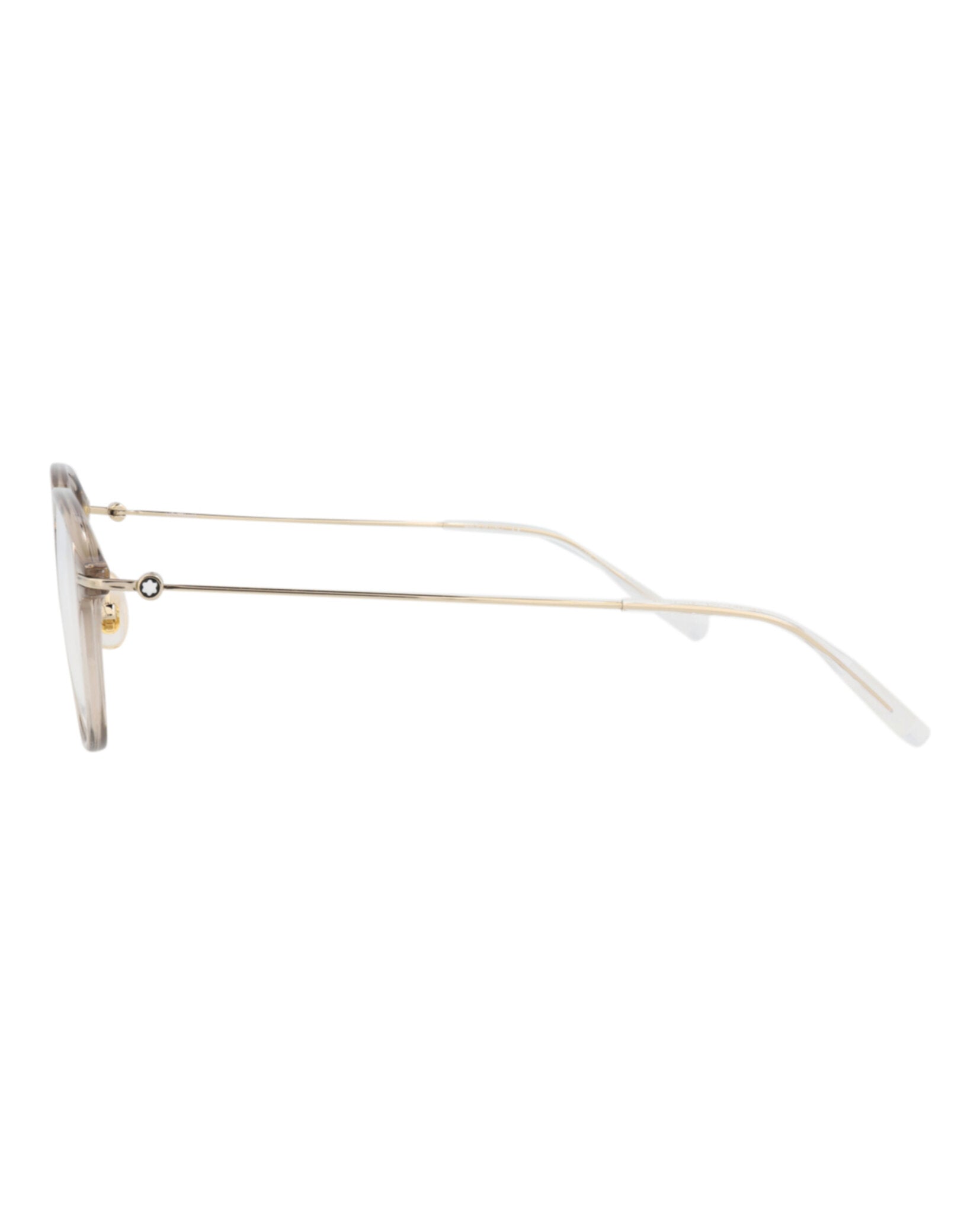 Montblanc Montblanc Mens Round/Oval Beige Gold Transparent Fashion Designer Eyewear