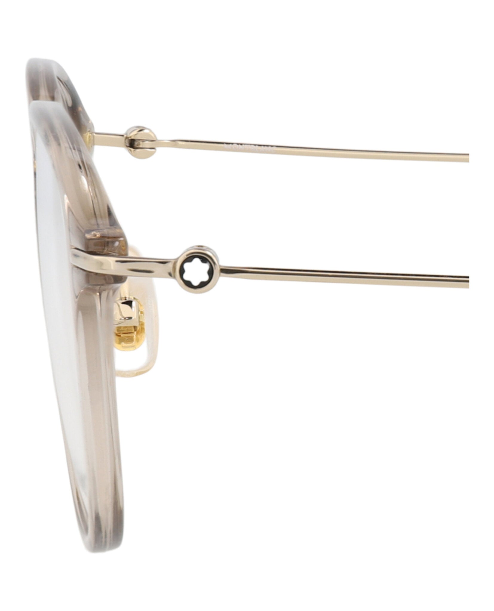 Montblanc Montblanc Mens Round/Oval Beige Gold Transparent Fashion Designer Eyewear