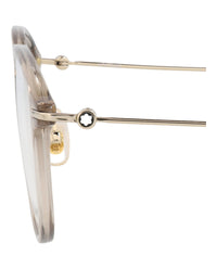 Montblanc Montblanc Mens Round/Oval Beige Gold Transparent Fashion Designer Eyewear