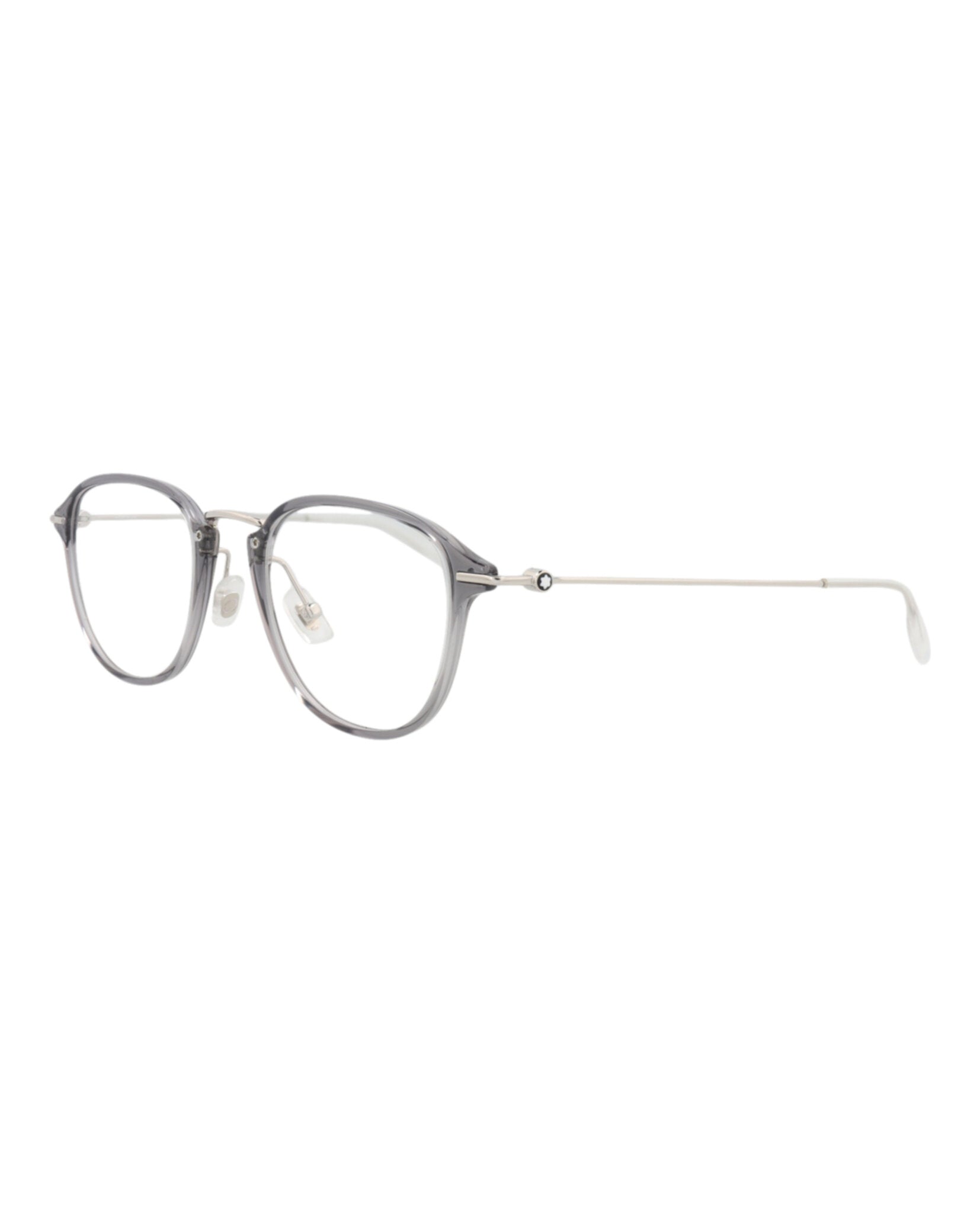 Montblanc Montblanc Mens Round/Oval Grey Silver Transparent Fashion Designer Eyewear