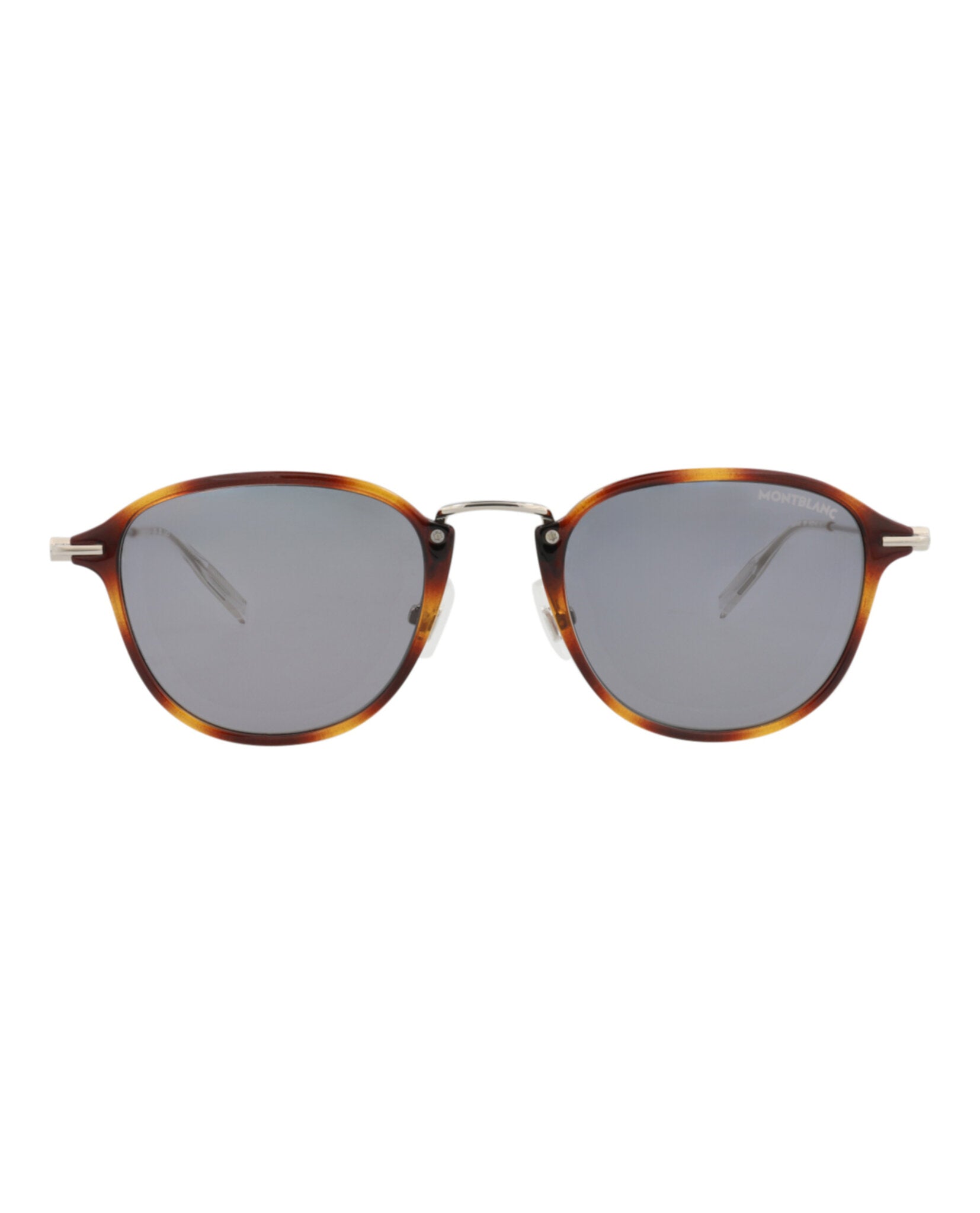 Montblanc Montblanc Mens Round/Oval Havana Silver Grey Fashion Designer Eyewear