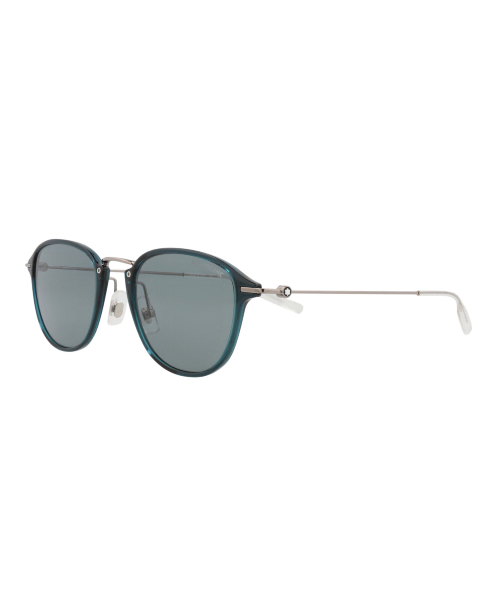 Montblanc Montblanc Mens Round/Oval Green Ruthenium Grey Fashion Designer Eyewear