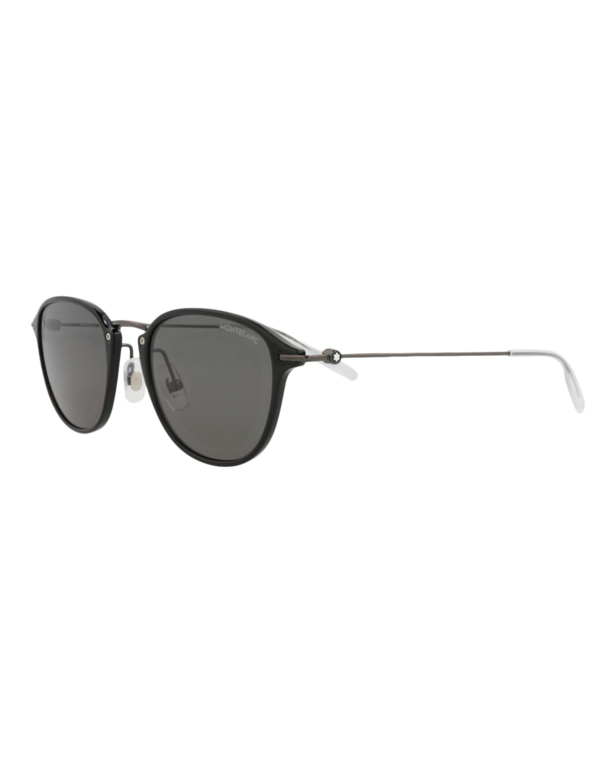 Montblanc Montblanc Mens Round/Oval Black Ruthenium Grey Fashion Designer Eyewear