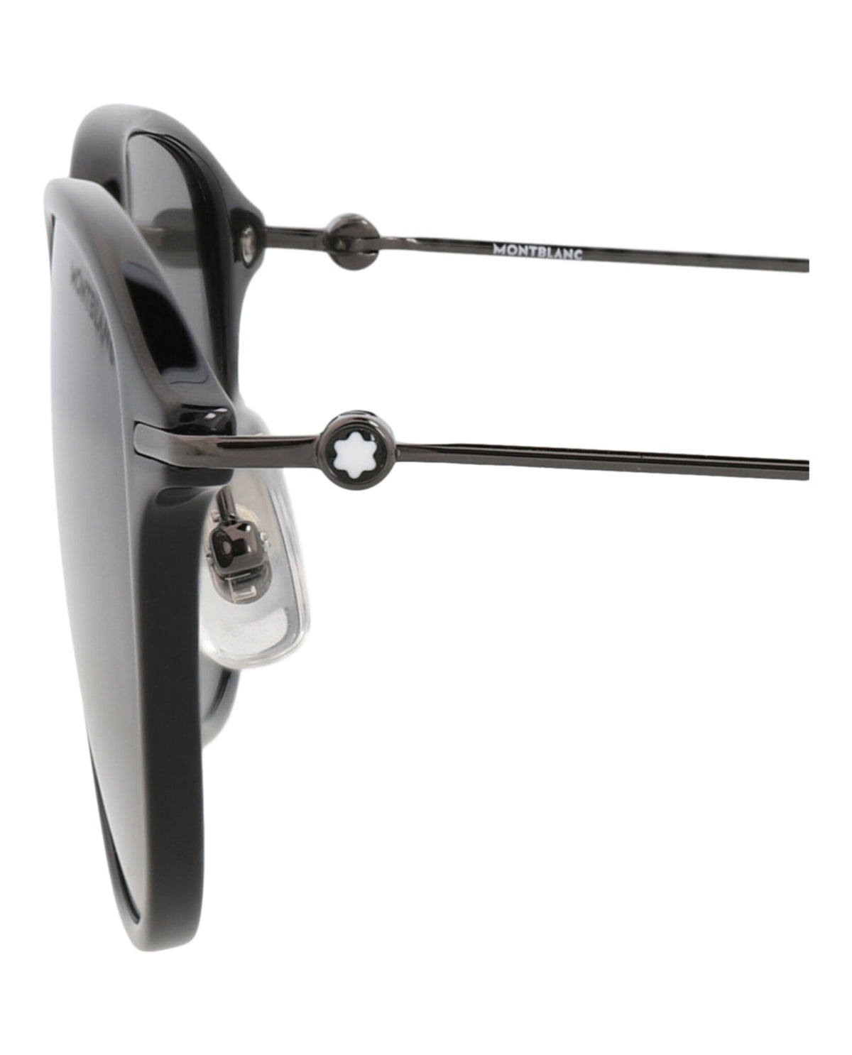 Montblanc Montblanc Mens Round/Oval Black Ruthenium Grey Fashion Designer Eyewear