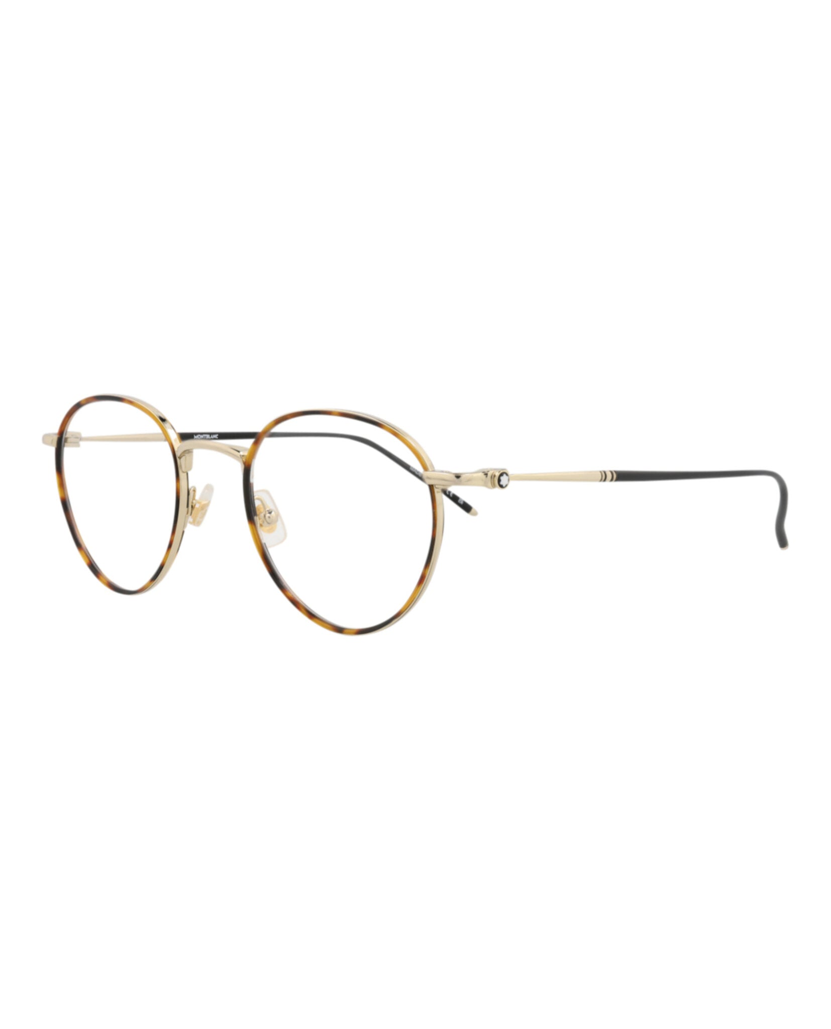 Montblanc Montblanc Mens Round/Oval Havana Gold Transparent Fashion Designer Eyewear