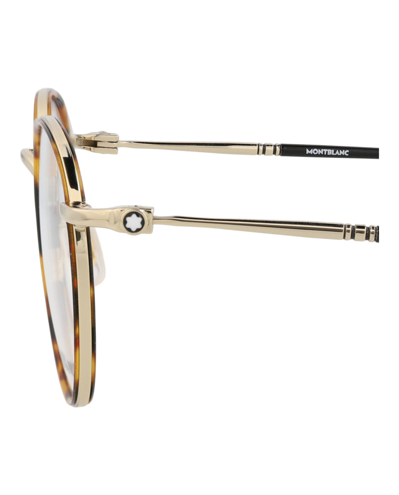 Montblanc Montblanc Mens Round/Oval Havana Gold Transparent Fashion Designer Eyewear