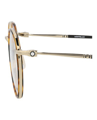 Montblanc Montblanc Mens Round/Oval Havana Gold Transparent Fashion Designer Eyewear