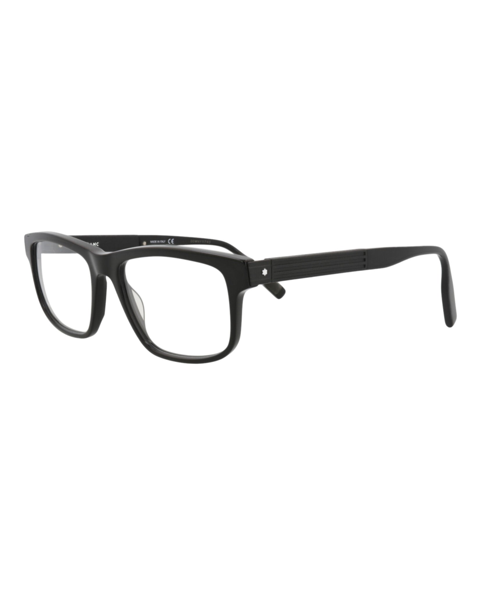 Montblanc Mens Square/Rectangle Black Black Transparent Fashion Designer Eyewear