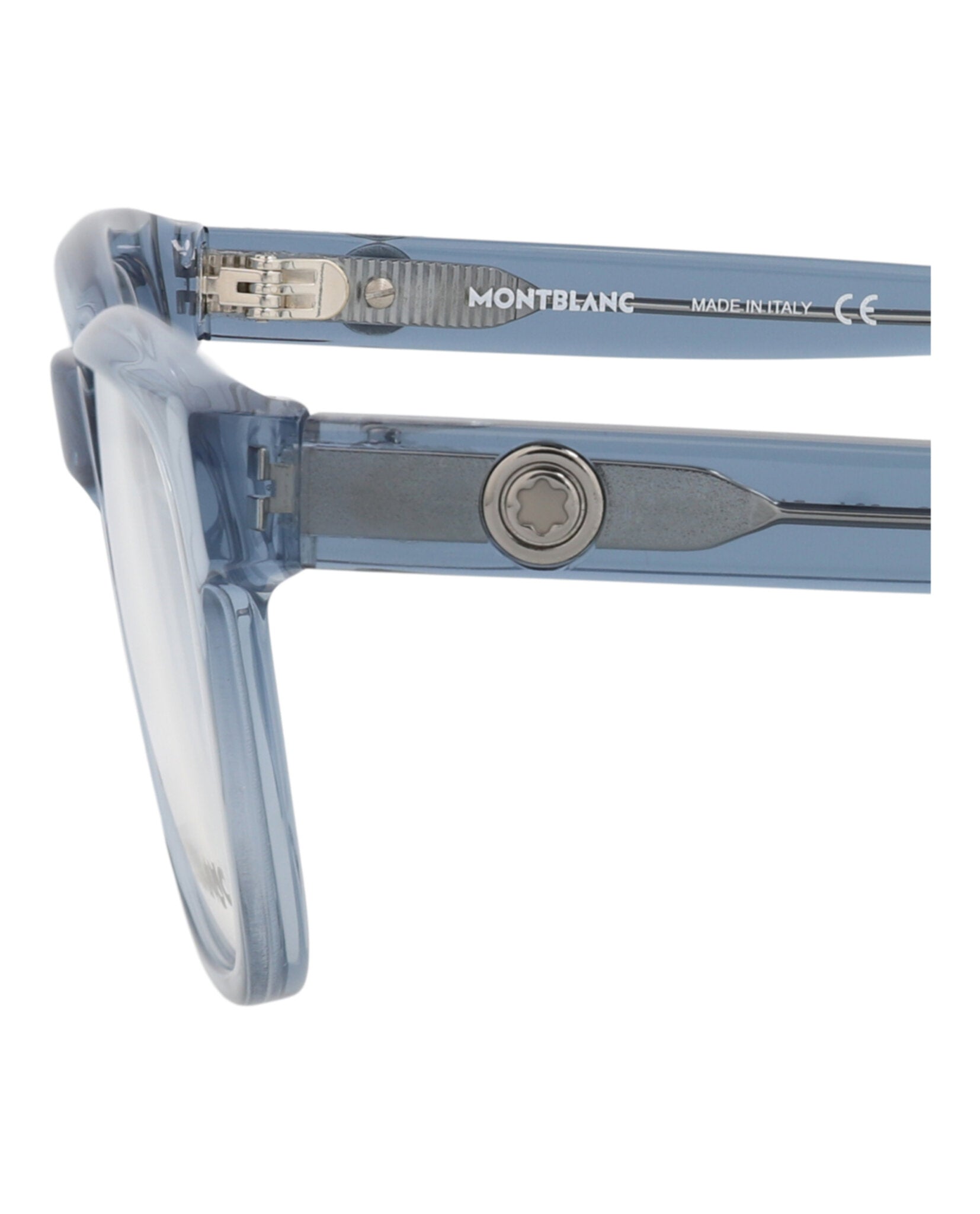 Montblanc Montblanc Mens Square/Rectangle Blue Blue Transparent Fashion Designer Eyewear