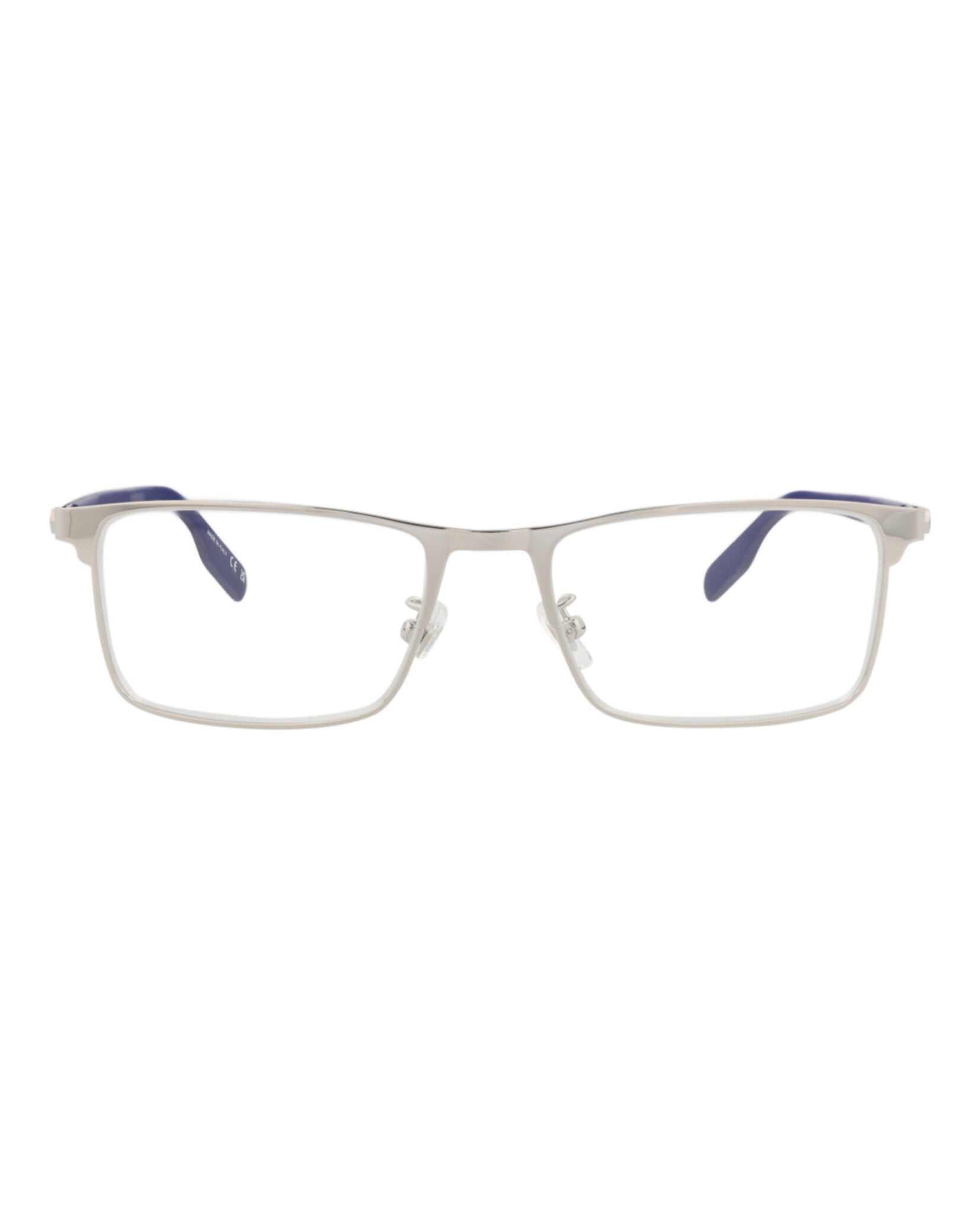 Montblanc Mens Square/Rectangle Silver Blue Transparent Fashion Designer Eyewear