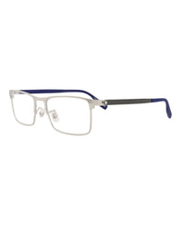 Montblanc Mens Square/Rectangle Silver Blue Transparent Fashion Designer Eyewear