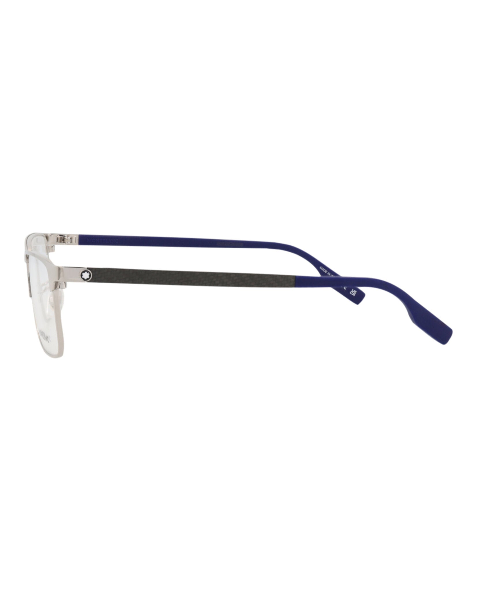 Montblanc Mens Square/Rectangle Silver Blue Transparent Fashion Designer Eyewear
