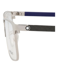 Montblanc Mens Square/Rectangle Silver Blue Transparent Fashion Designer Eyewear