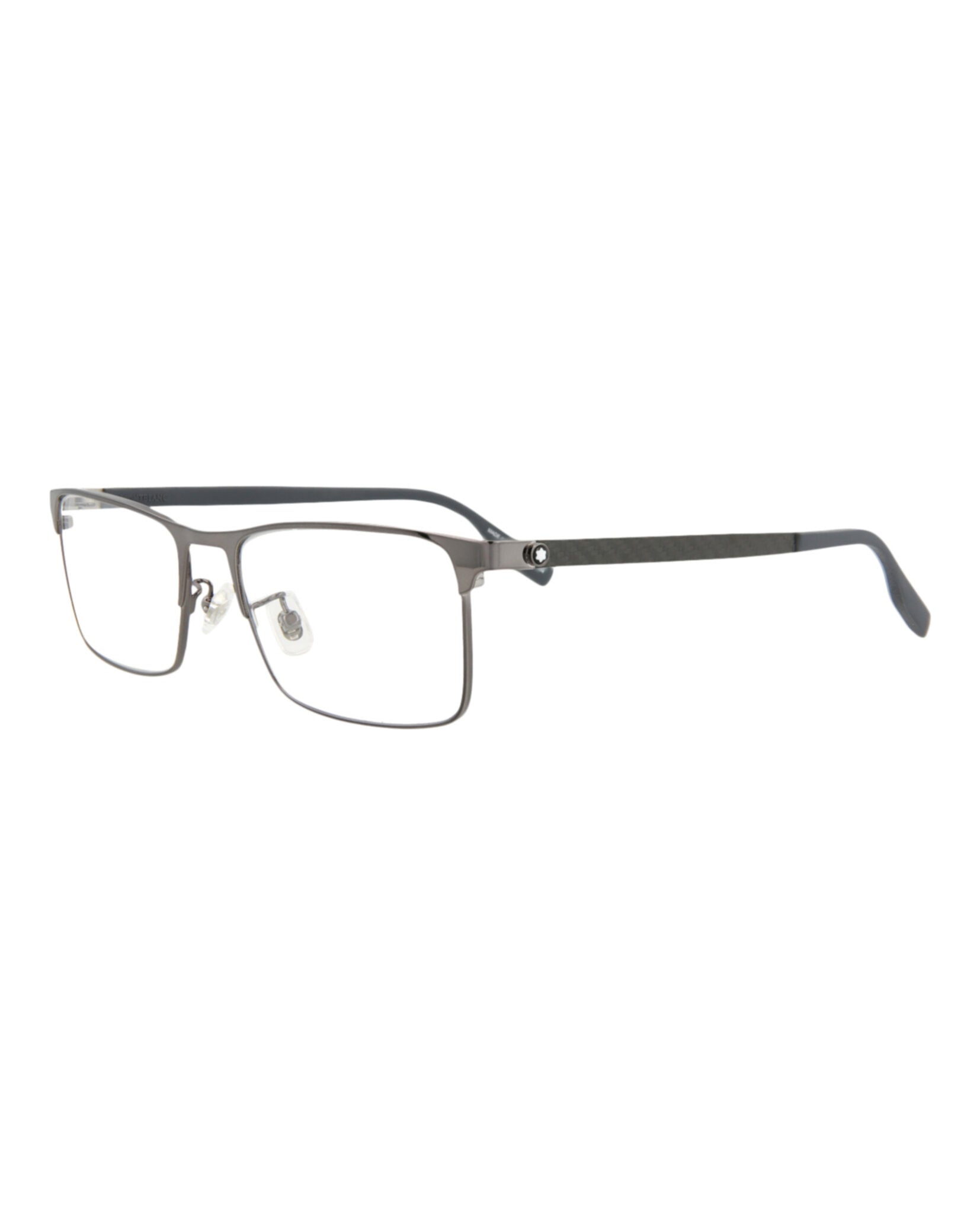 Montblanc Mens Square/Rectangle Ruthenium Grey Transparent Fashion Designer Eyewear