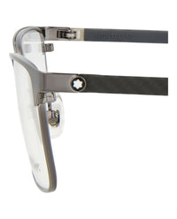 Montblanc Mens Square/Rectangle Ruthenium Grey Transparent Fashion Designer Eyewear