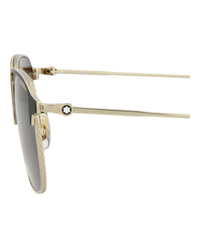 Montblanc Montblanc Mens Square/Rectangle Gold Gold Smoke Fashion Designer Eyewear