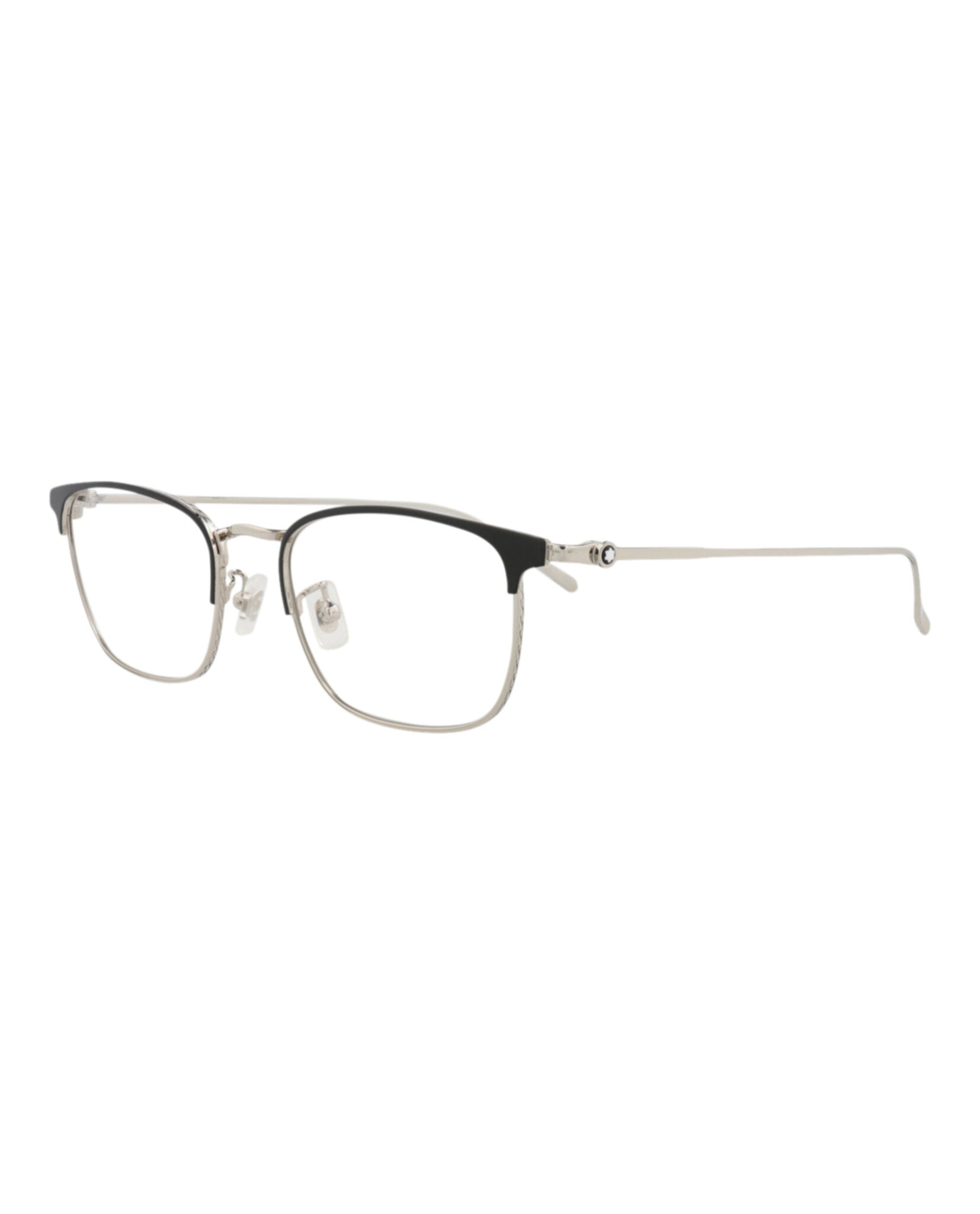 Montblanc Montblanc Mens Square/Rectangle Silver Silver Transparent Fashion Designer Eyewear
