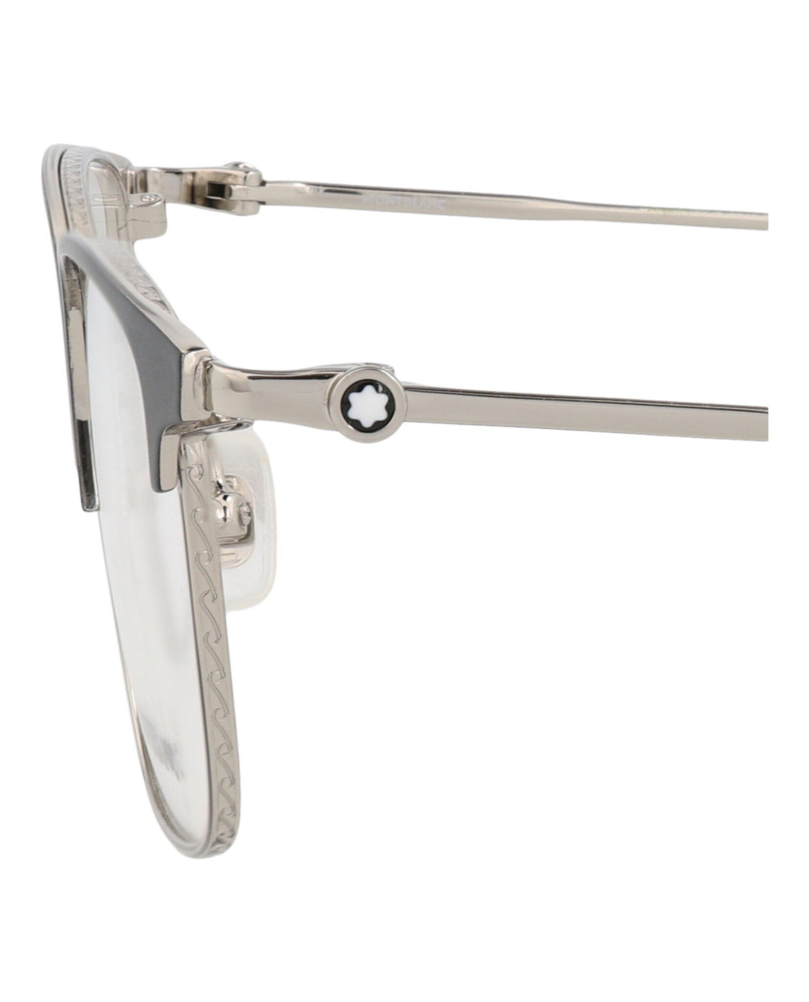 Montblanc Montblanc Mens Square/Rectangle Silver Silver Transparent Fashion Designer Eyewear