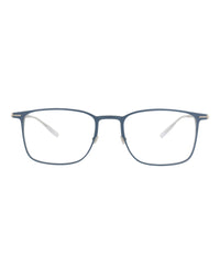 Montblanc Montblanc Mens Square/Rectangle Blue Silver Transparent Fashion Designer Eyewear