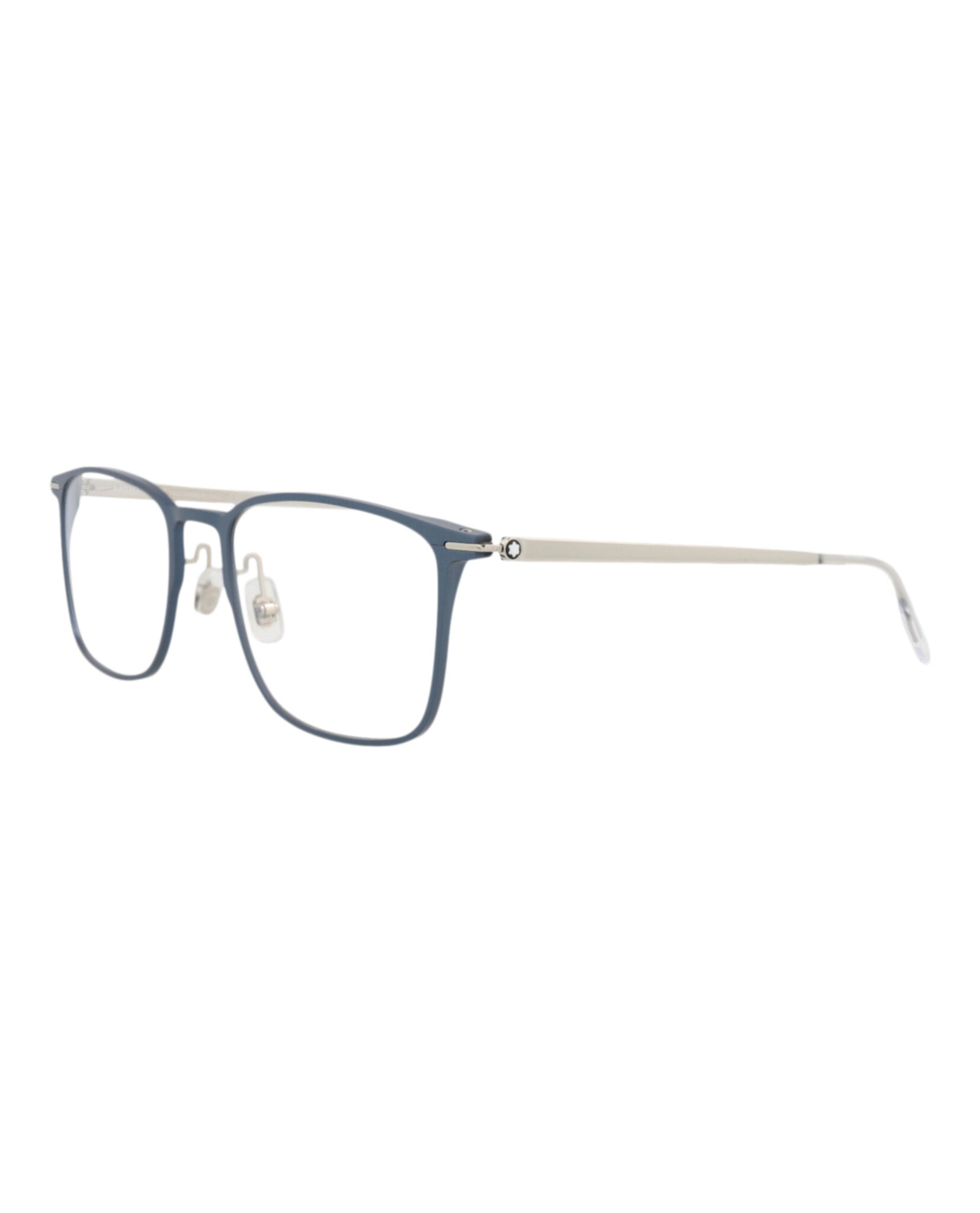 Montblanc Montblanc Mens Square/Rectangle Blue Silver Transparent Fashion Designer Eyewear