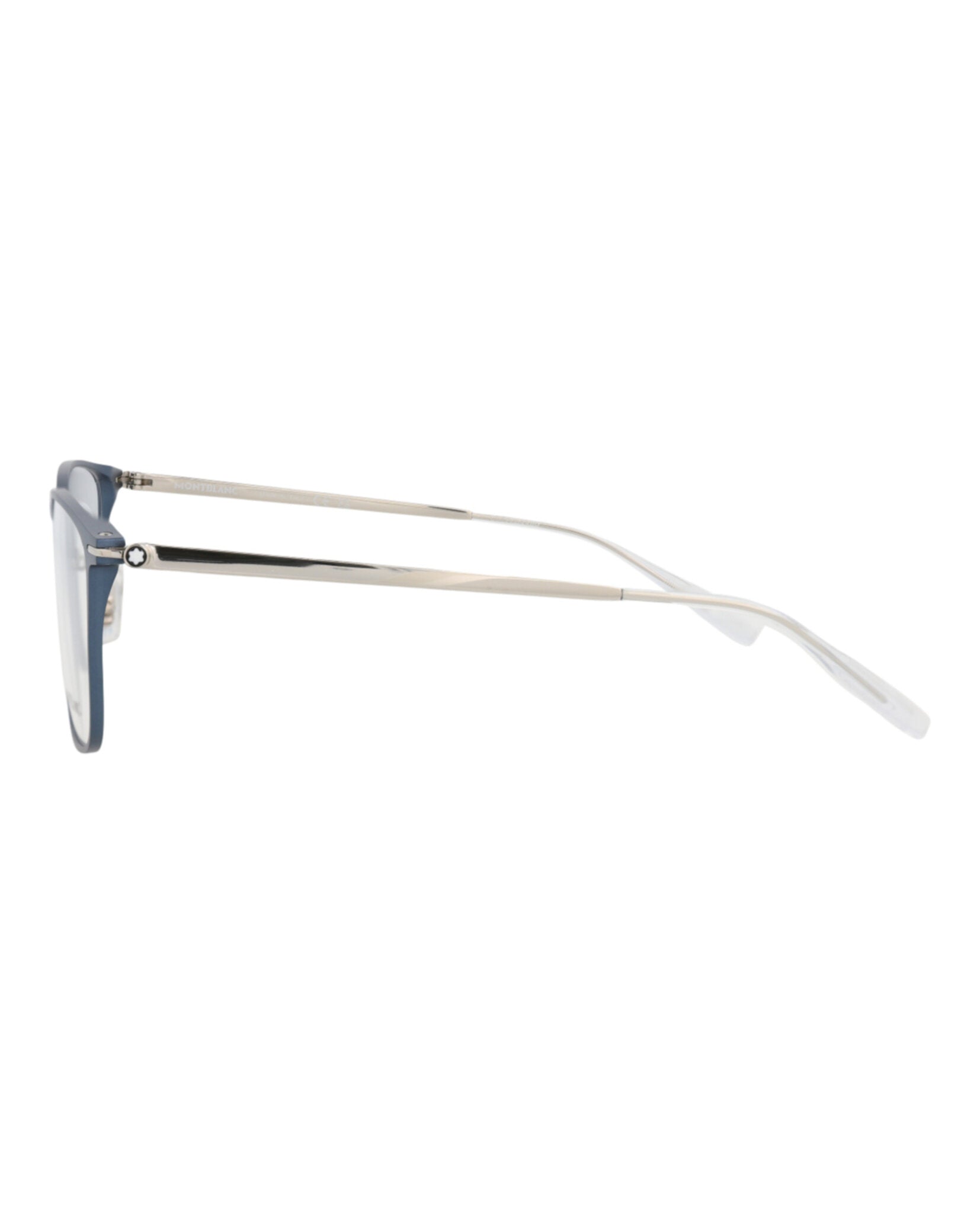 Montblanc Montblanc Mens Square/Rectangle Blue Silver Transparent Fashion Designer Eyewear