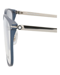 Montblanc Montblanc Mens Square/Rectangle Blue Silver Transparent Fashion Designer Eyewear