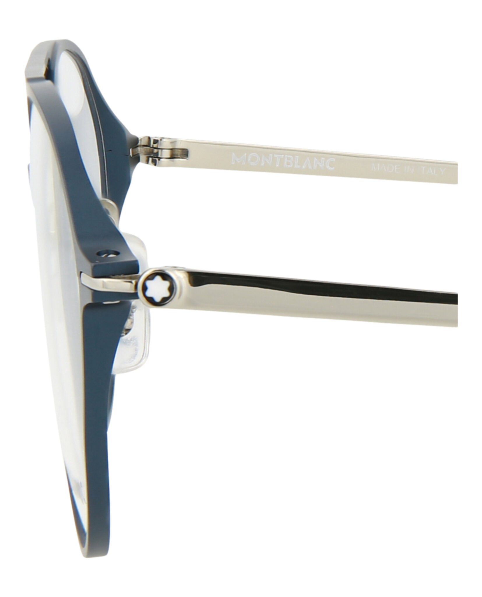 Montblanc Mens Aviator Blue Silver Transparent Fashion Designer Eyewear