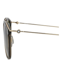 Montblanc Montblanc Mens Aviator Brown Gold Green Fashion Designer Eyewear