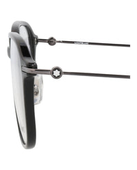 Montblanc Mens Square/Rectangle Black Ruthenium Transparent Fashion Designer Eyewear