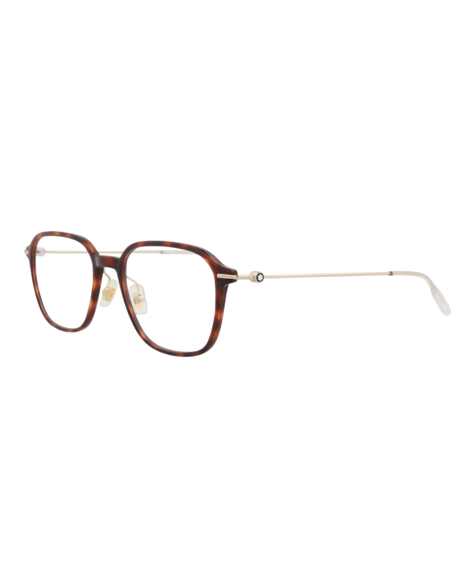 Montblanc Montblanc Mens Square/Rectangle Havana Gold Transparent Fashion Designer Eyewear