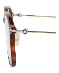 Montblanc Montblanc Mens Square/Rectangle Havana Gold Transparent Fashion Designer Eyewear