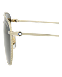 Montblanc Montblanc Mens Aviator Gold Gold Grey Fashion Designer Eyewear