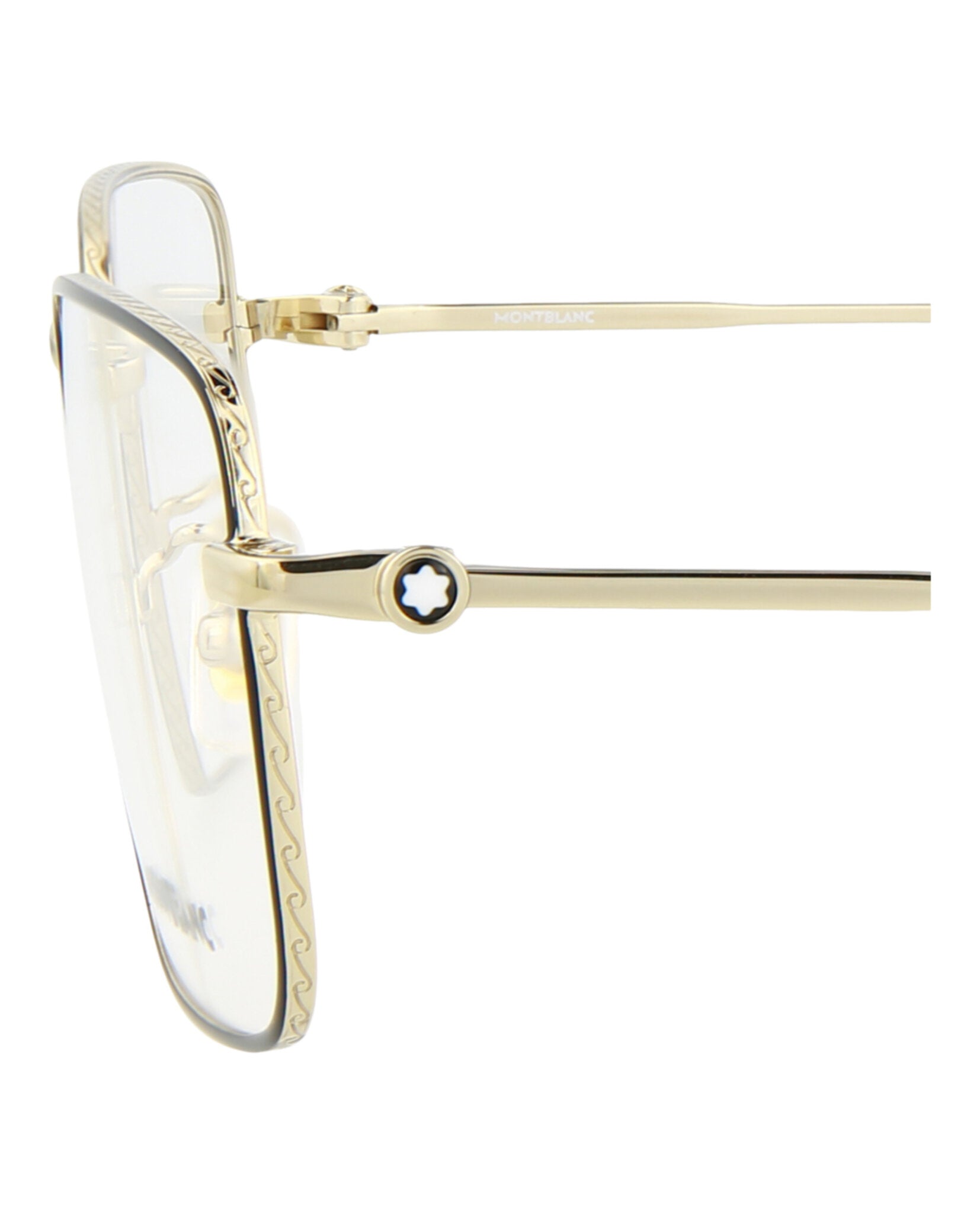 Montblanc Mens Square/Rectangle Gold Gold Transparent Fashion Designer Eyewear
