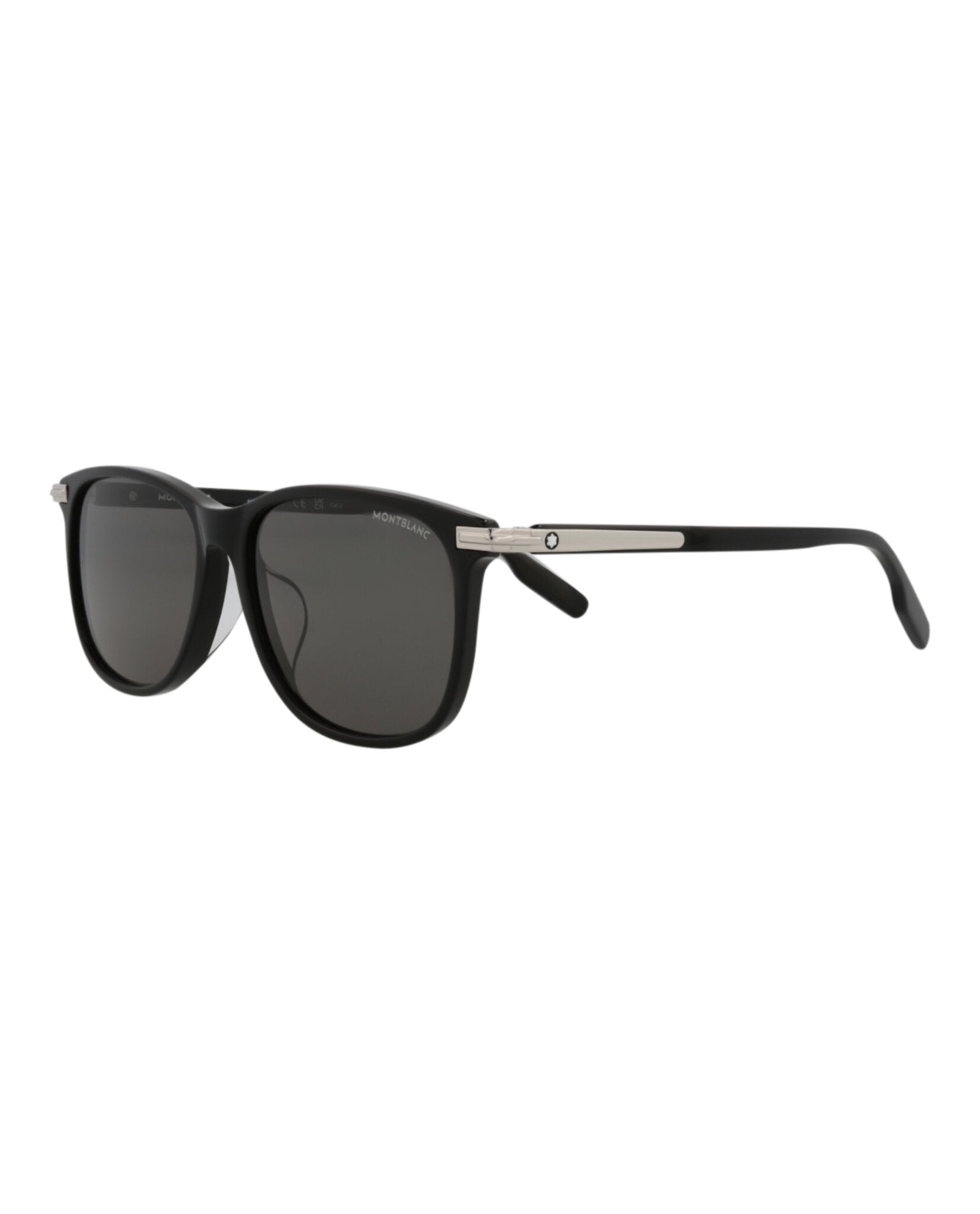 Montblanc Mens Square/Rectangle Black Black Grey Fashion Designer Eyewear