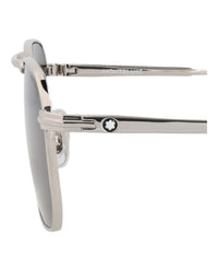 Montblanc Montblanc Mens Square/Rectangle Silver Silver Grey Fashion Designer Eyewear