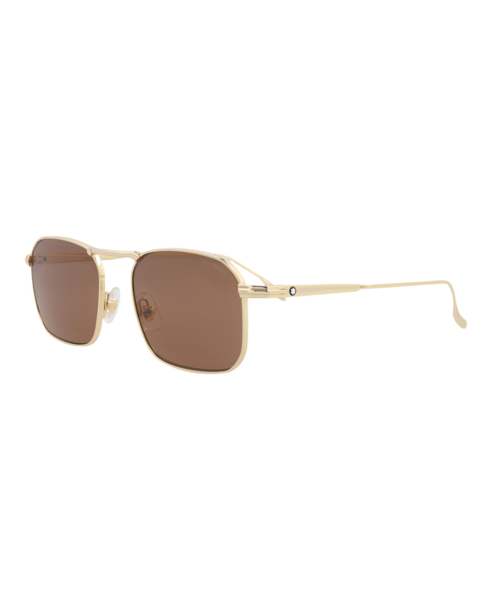 Montblanc Montblanc Mens Square/Rectangle Gold Gold Brown Fashion Designer Eyewear