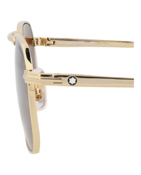 Montblanc Montblanc Mens Square/Rectangle Gold Gold Brown Fashion Designer Eyewear