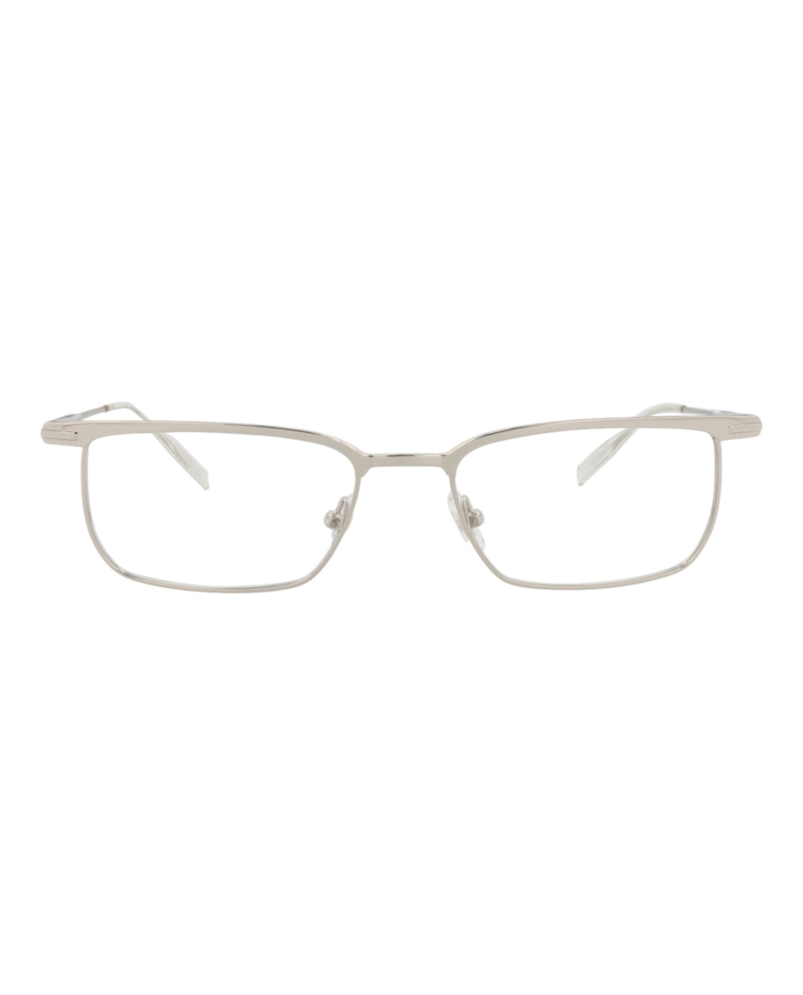 Montblanc Mens Square/Rectangle Silver Silver Transparent Fashion Designer Eyewear