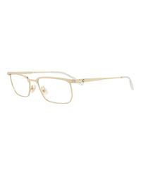 Montblanc Mens Square/Rectangle Gold Gold Transparent Fashion Designer Eyewear