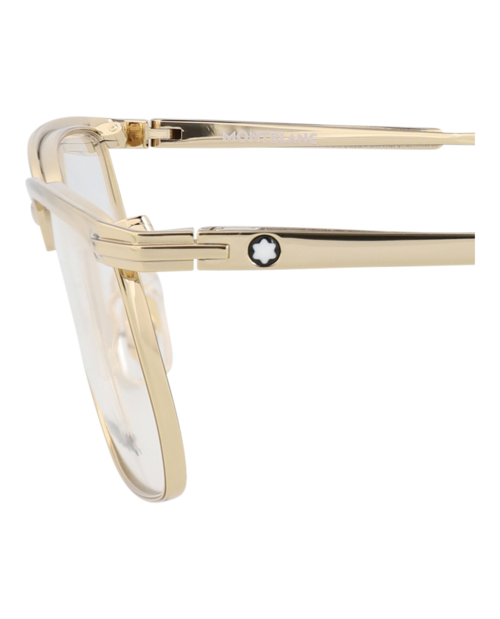 Montblanc Mens Square/Rectangle Gold Gold Transparent Fashion Designer Eyewear