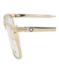 Montblanc Mens Square/Rectangle Gold Gold Transparent Fashion Designer Eyewear