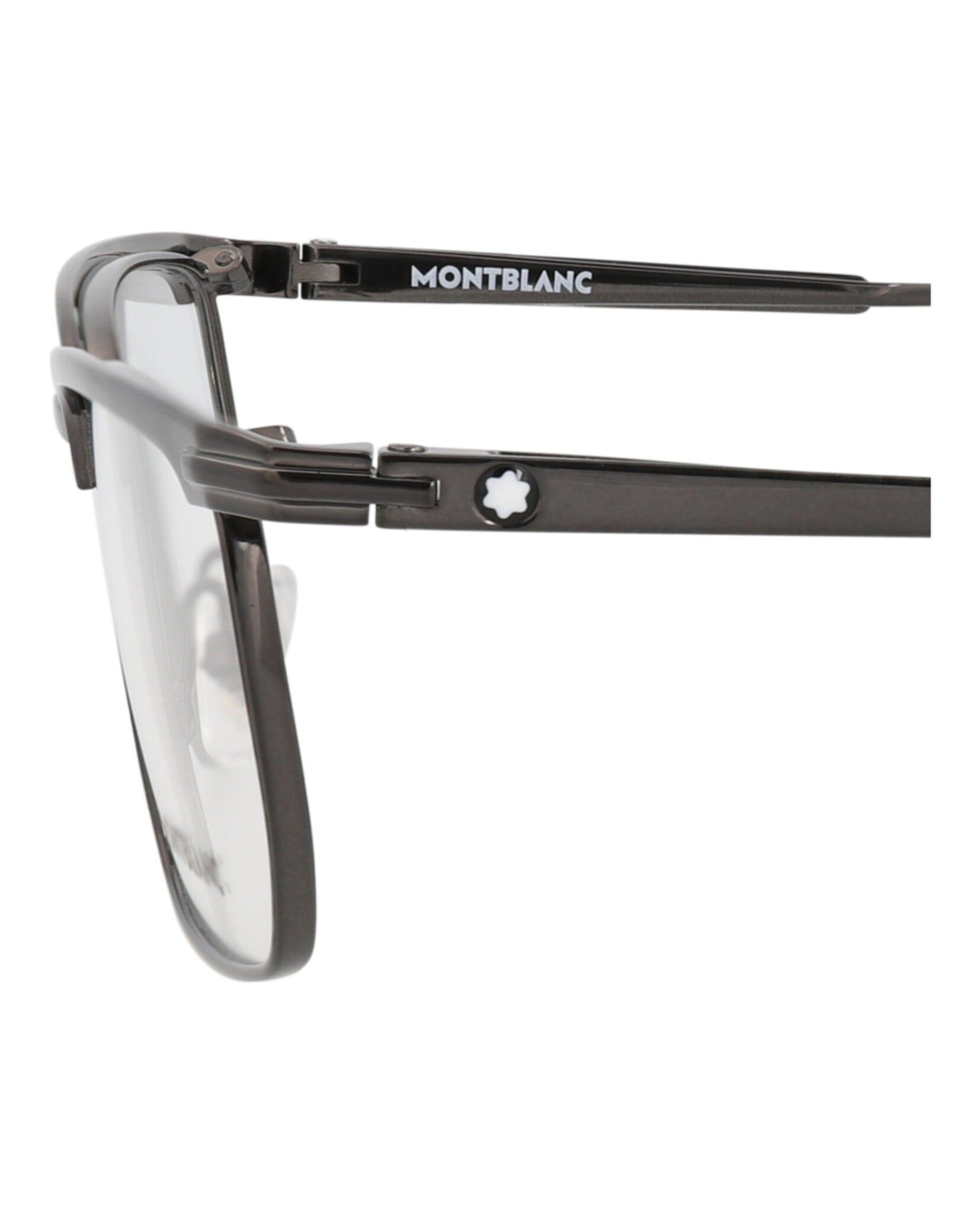 Montblanc Mens Square/Rectangle Ruthenium Ruthenium Transparent Fashion Designer Eyewear