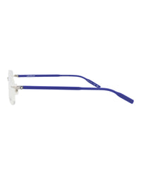 Montblanc Mens Square/Rectangle Silver Blue Transparent Fashion Designer Eyewear