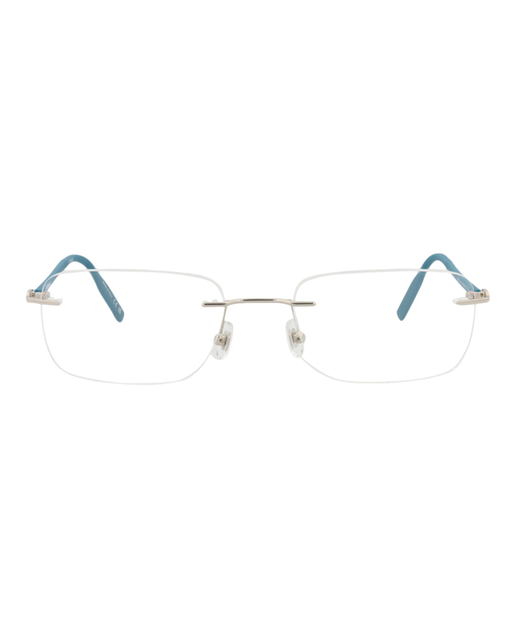 Montblanc Mens Square/Rectangle Silver Blue Transparent Fashion Designer Eyewear