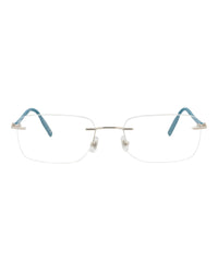 Montblanc Mens Square/Rectangle Silver Blue Transparent Fashion Designer Eyewear