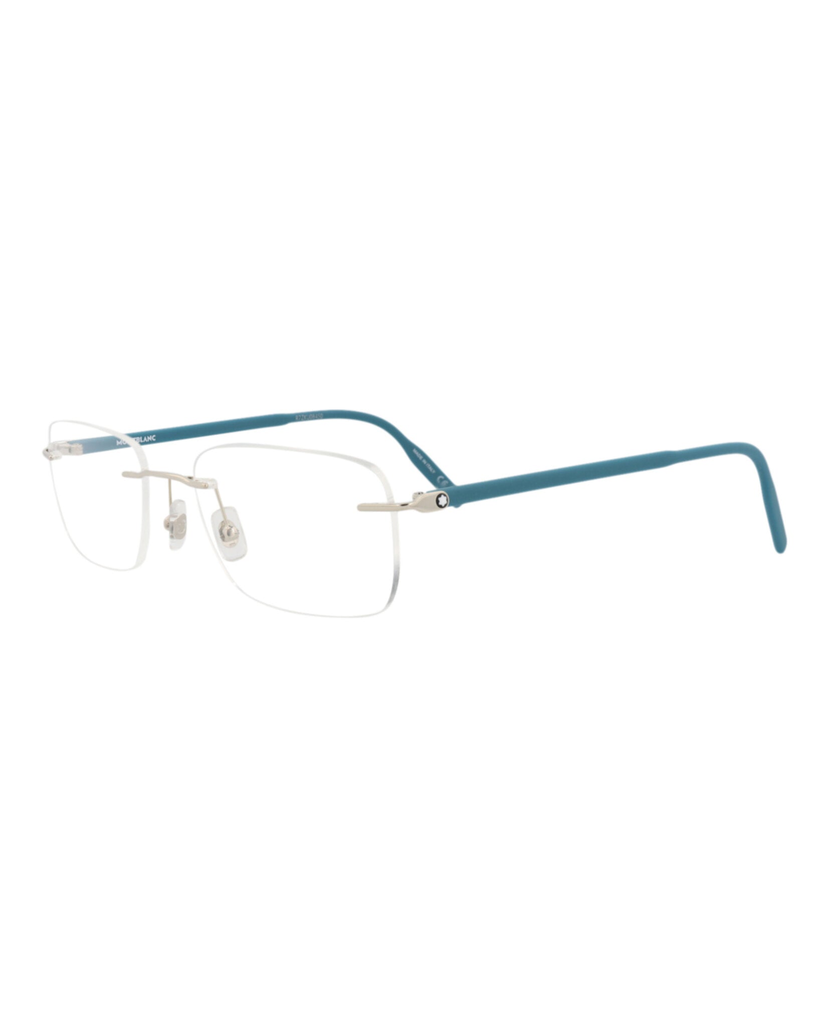 Montblanc Mens Square/Rectangle Silver Blue Transparent Fashion Designer Eyewear