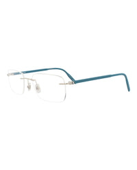 Montblanc Mens Square/Rectangle Silver Blue Transparent Fashion Designer Eyewear