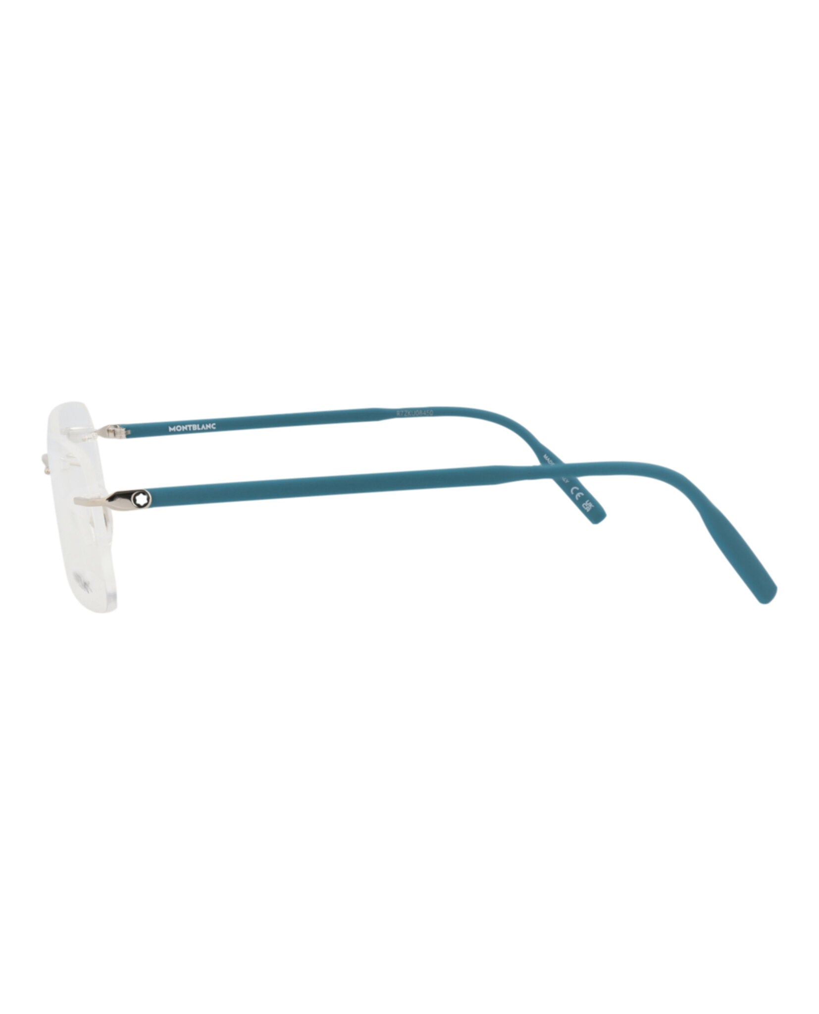Montblanc Mens Square/Rectangle Silver Blue Transparent Fashion Designer Eyewear