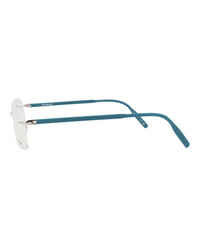 Montblanc Mens Square/Rectangle Silver Blue Transparent Fashion Designer Eyewear